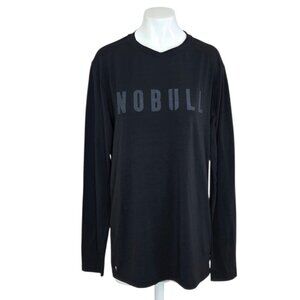 NO BULL Women's Logo Long Sleeve Shirt, Black, Pullover, Crew, Size M